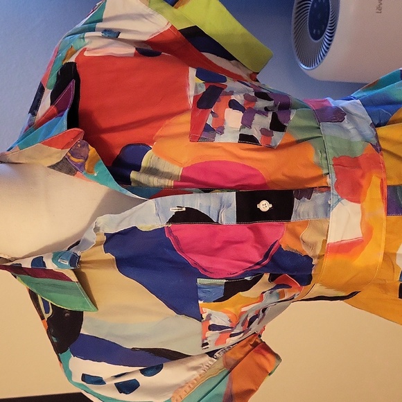 Colorful Abstract Print Shirt Dress - Picture 2 of 11